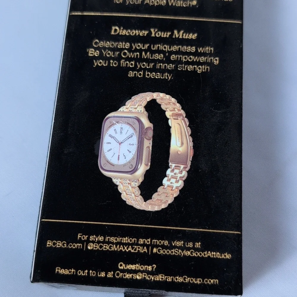 BCBG Gold Tone & Crystal Apple Watch Band Adjustable 38/40/41 MM